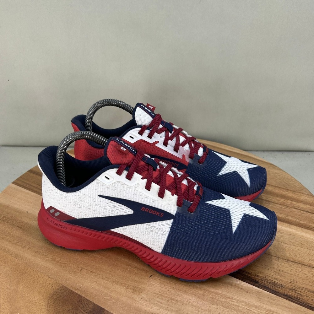 Brooks Launch 8 Womens Running Shoes Texas Flag Red White Blue Lone Star Size 8